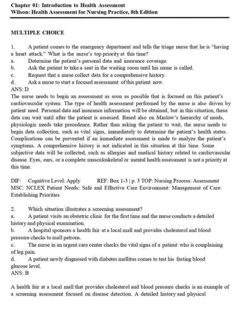 Test Bank for Health Assessment for Nursing Practice, 8th Edition by Wilson and Giddens - Image 2