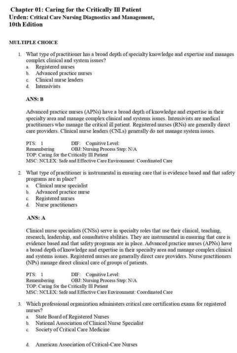 Test Bank for Critical Care Nursing: Diagnosis and Management, 10th Edition by Urden, Stacy, Lough, and Sanchez - Image 2