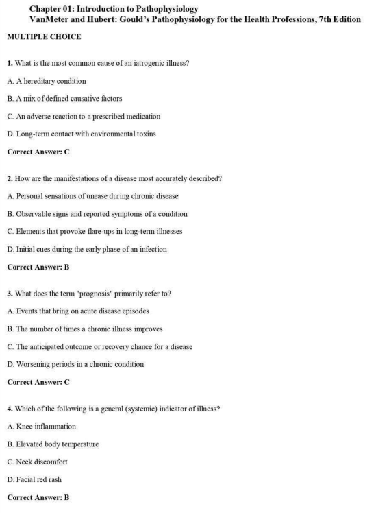 Gould’s Pathophysiology 7th Edition Test Bank | Verified Questions – VanMeter & Hubert Updated 2025 - Image 2