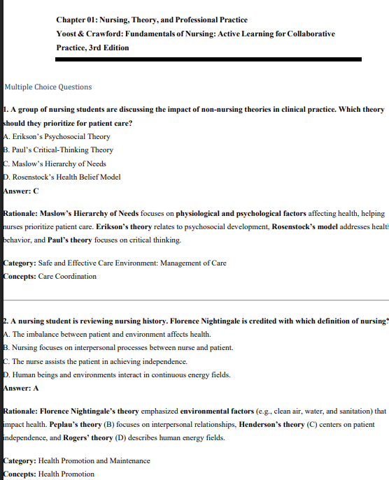 Test Bank for Fundamentals of Nursing: Active Learning for Collaborative Practice 3rd Edition | Yoost & Crawford | Verified Nursing Exam Questions - Image 2