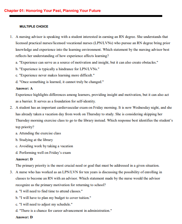 Test Bank for LPN to RN Transitions 6th Edition by Lora Claywell | Verified Bridge Program Exam Prep | NCLEX-Style Questions - Image 2