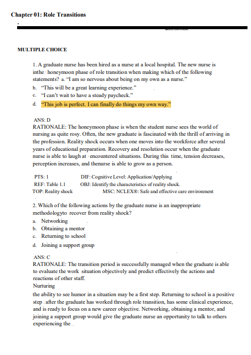 Test Bank for Nursing Today: Transition and Trends (11th Edition) by Zerwekh & Garneau - Image 2