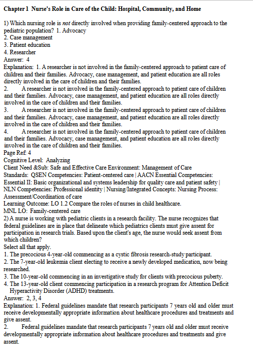 Test Bank for Principles of Pediatric Nursing: Caring for Children 8th Edition by Cowen, Wisely, Dawson, Ball, and Bindler - Image 2